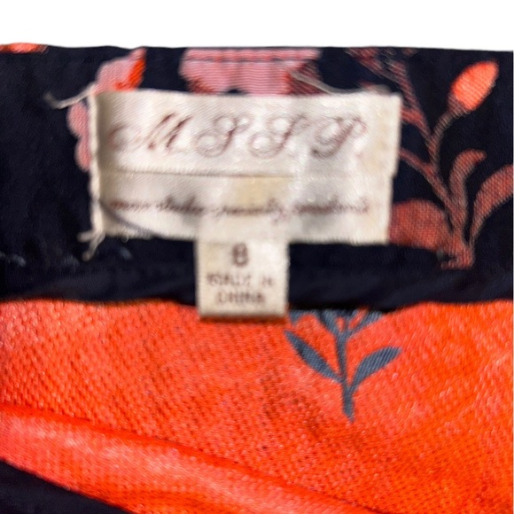 MSSP Max Studio Navy & Pink Coral Floral Mini Skirt~ Size 8 - Picture 4 of 8